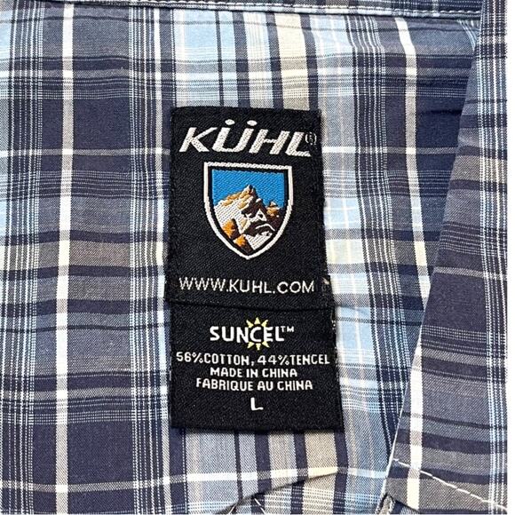 KÜHL Men’s Large Blue Plaid SUNCEL Short Sleeve Shirt - Picture 6 of 7